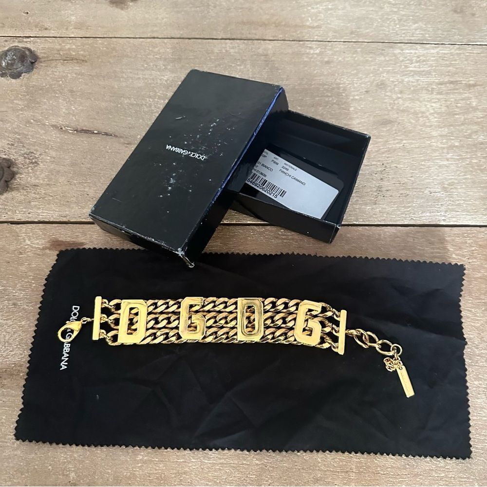 Dolce & Gabanna DCDG Logo Gold Plated Wrist Bracelet Adjustable